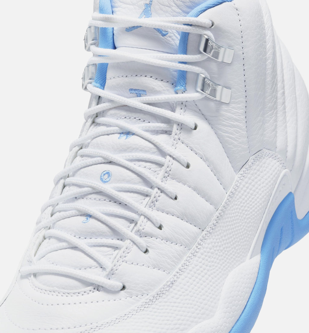 Air Jordan 12 Retro White and University Blue Men's Lifestyle Shoes | White / University Blue / Metallic Silver