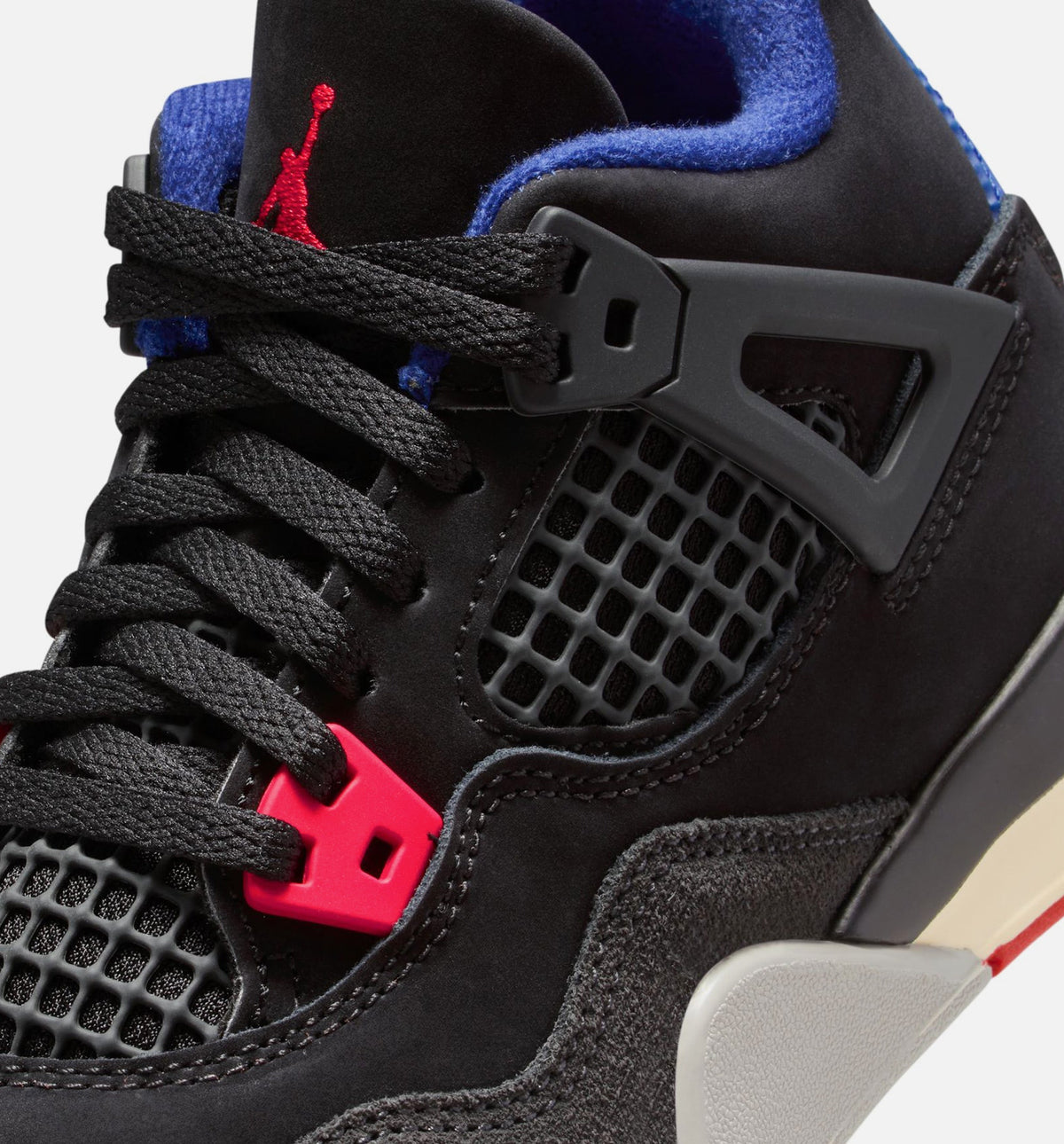 Air Jordan 4 Retro 'Rare Air' Preschool Lifestyle Shoes | Black / Fire Red / Deep Royal Blue
