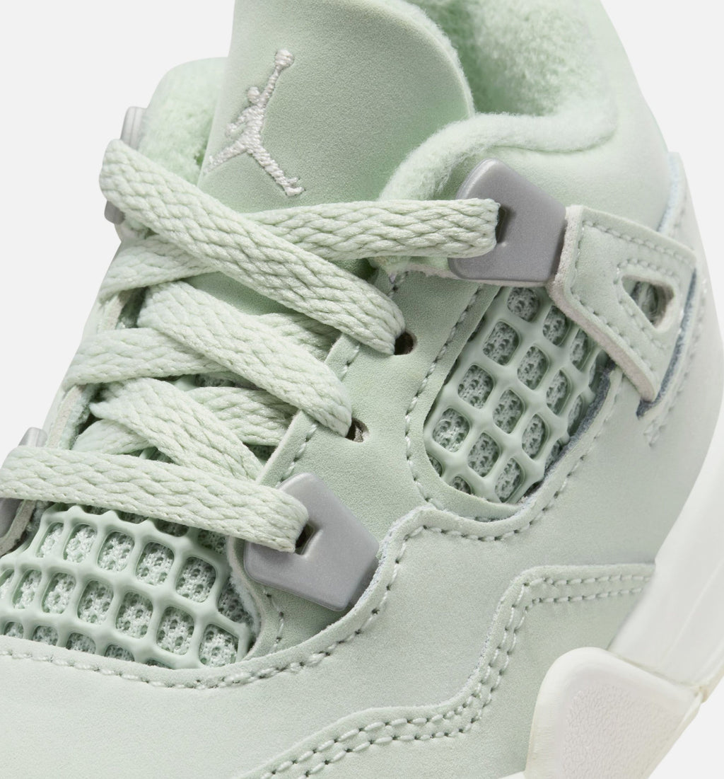 Air Jordan 4 Retro 'Abundance' Infant Toddler Lifestyle Shoes | Seafoam / Sail / Metallic Silver