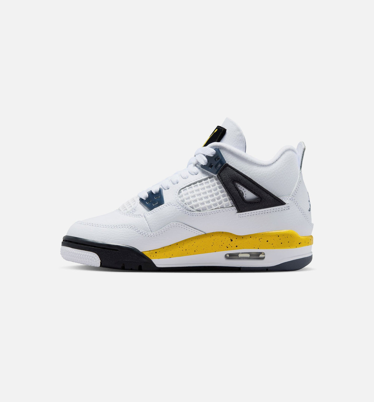 Air Jordan 4 Retro 'Rare Air' Grade School Lifestyle Shoes | White / Dark Blue Grey / Black / Tour Yellow