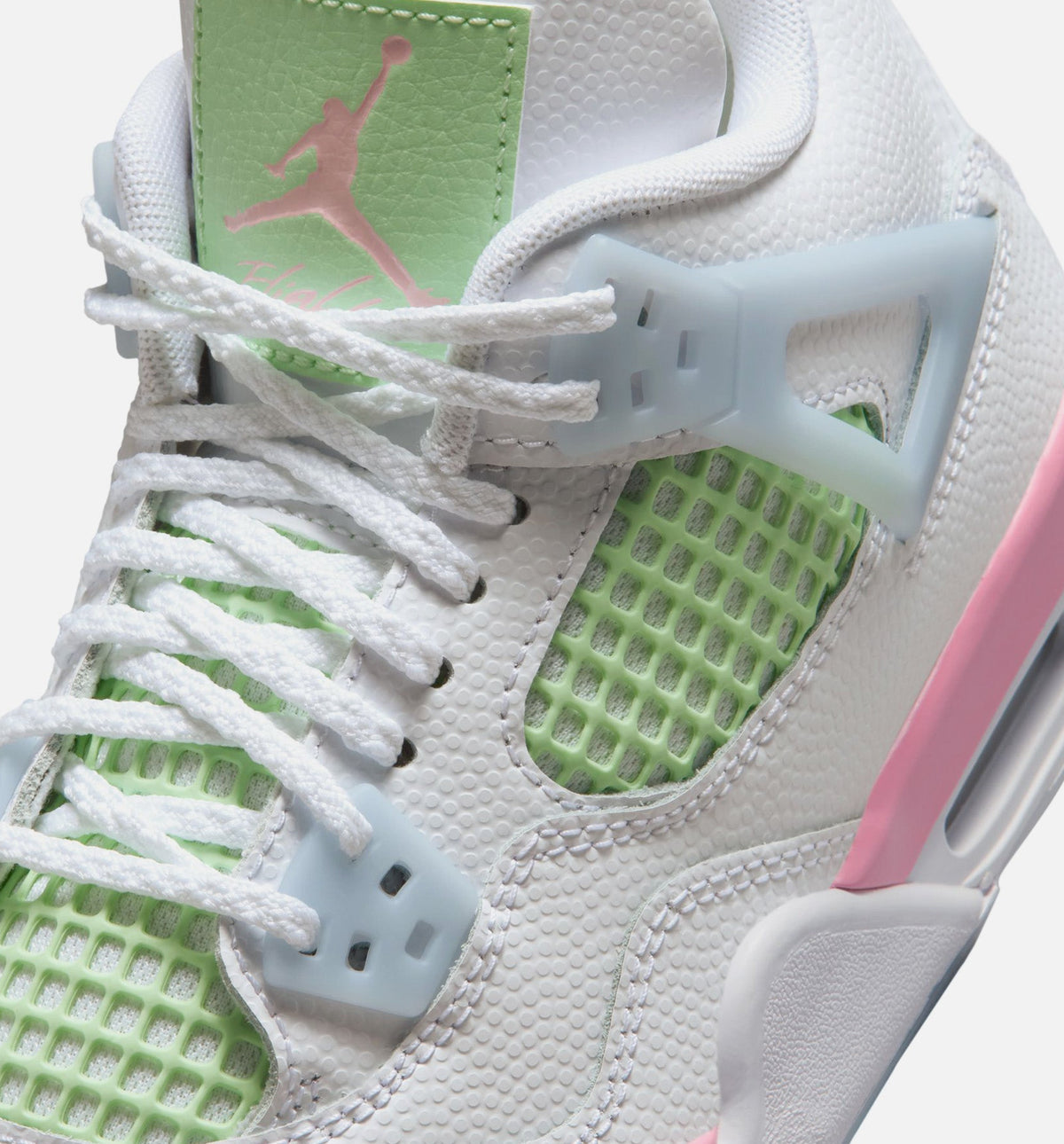 Air Jordan 4 Retro 'Medium Soft Pink' Grade School Lifestyle Shoes | White / Medium Soft Pink / Half Blue