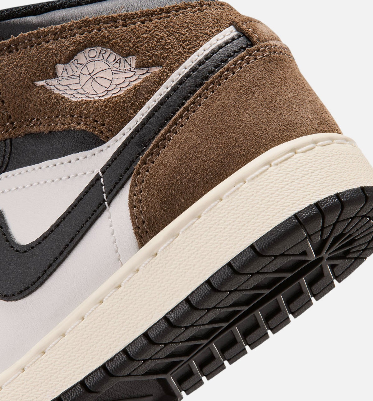 Air Jordan 1 Mid Grade School Shoes | Black / Phantom / Palomino / University Red