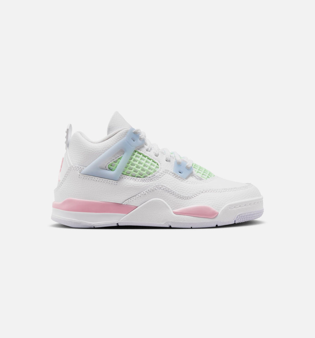 Air Jordan 4 Retro 'Medium Soft Pink' Preschool Lifestyle Shoes | White / Medium Soft Pink / Half Blue