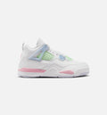 Air Jordan 4 Retro 'Medium Soft Pink' Preschool Lifestyle Shoes | White / Medium Soft Pink / Half Blue