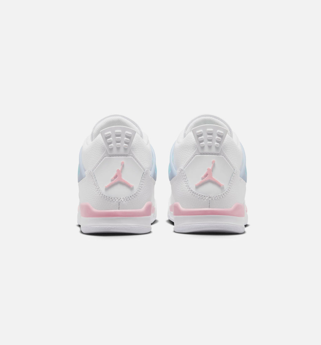 Air Jordan 4 Retro 'Medium Soft Pink' Preschool Lifestyle Shoes | White / Medium Soft Pink / Half Blue