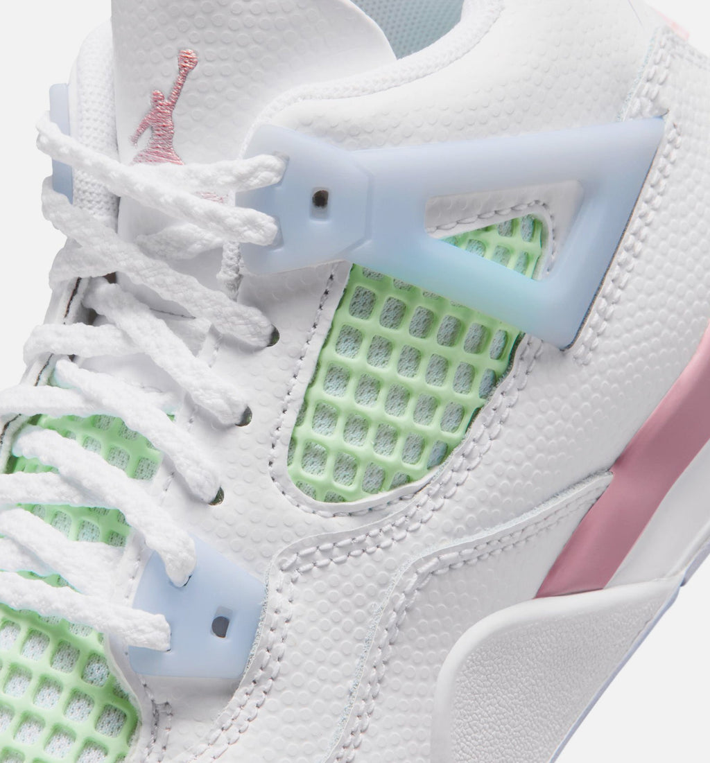 Air Jordan 4 Retro 'Medium Soft Pink' Preschool Lifestyle Shoes | White / Medium Soft Pink / Half Blue