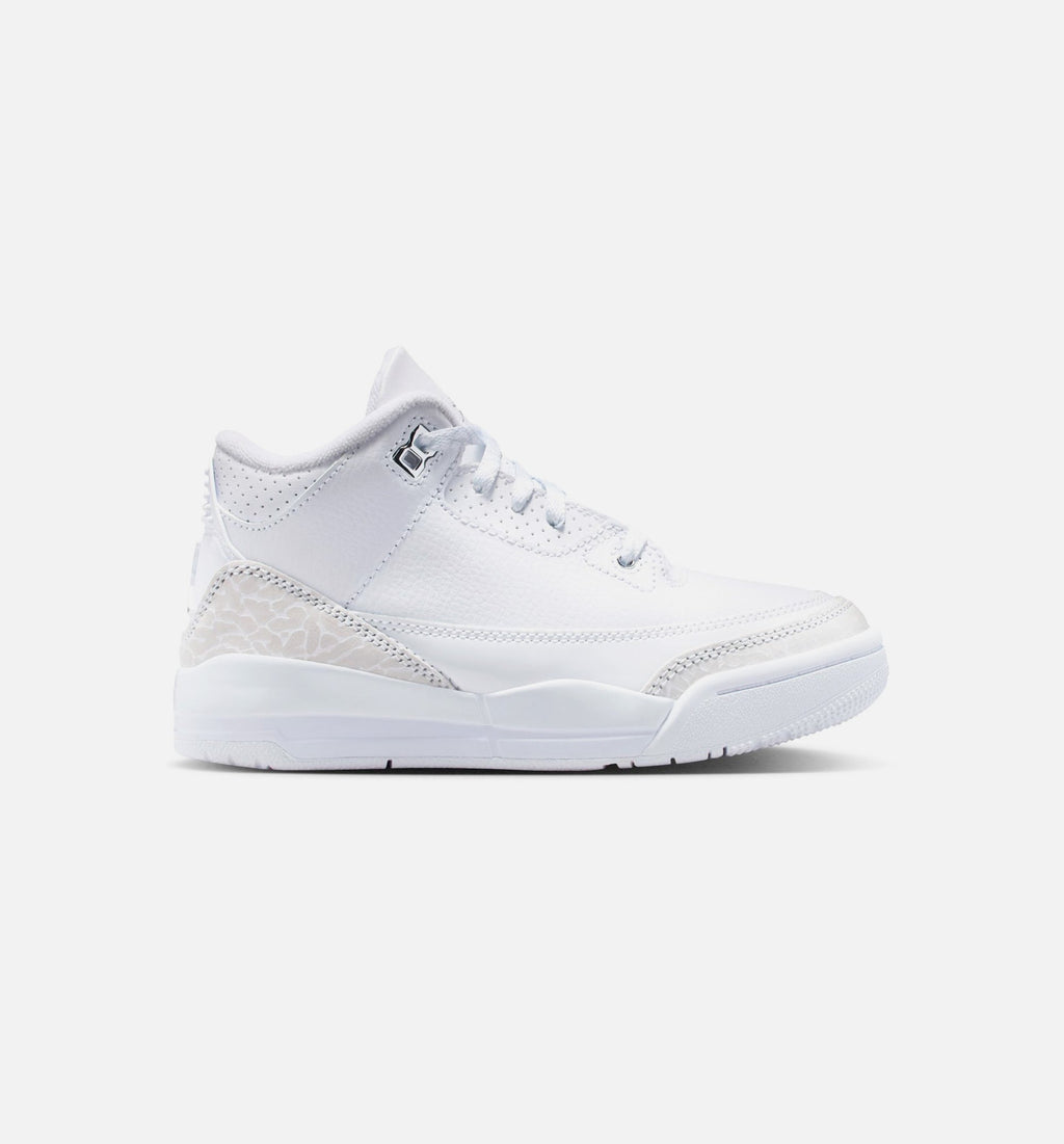 Air Jordan 3 Retro Preschool Lifestyle Shoes | White / Metallic Silver