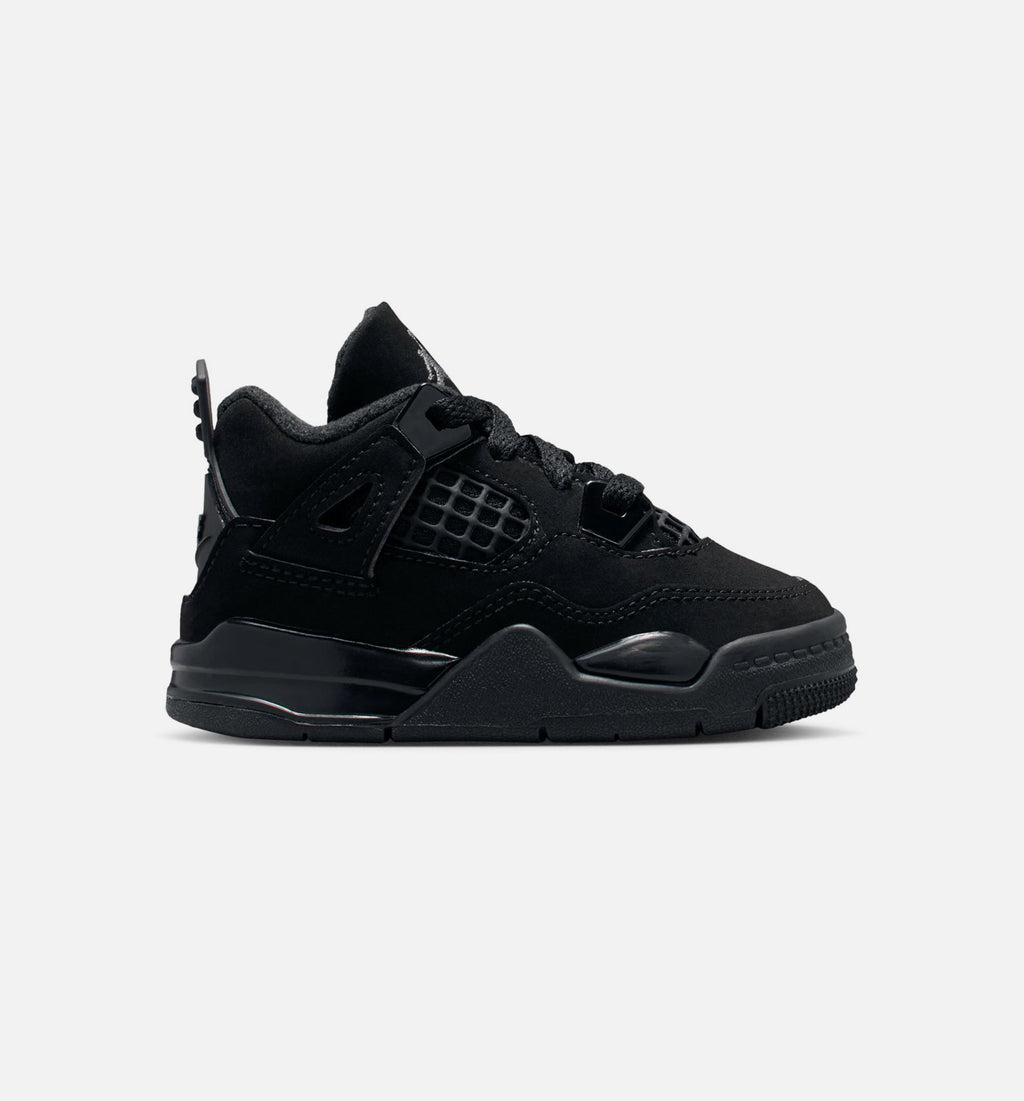 Air Jordan 4 Retro 'Black Cat' Infant Toddler Lifestyle Shoes | Black / Light Graphite