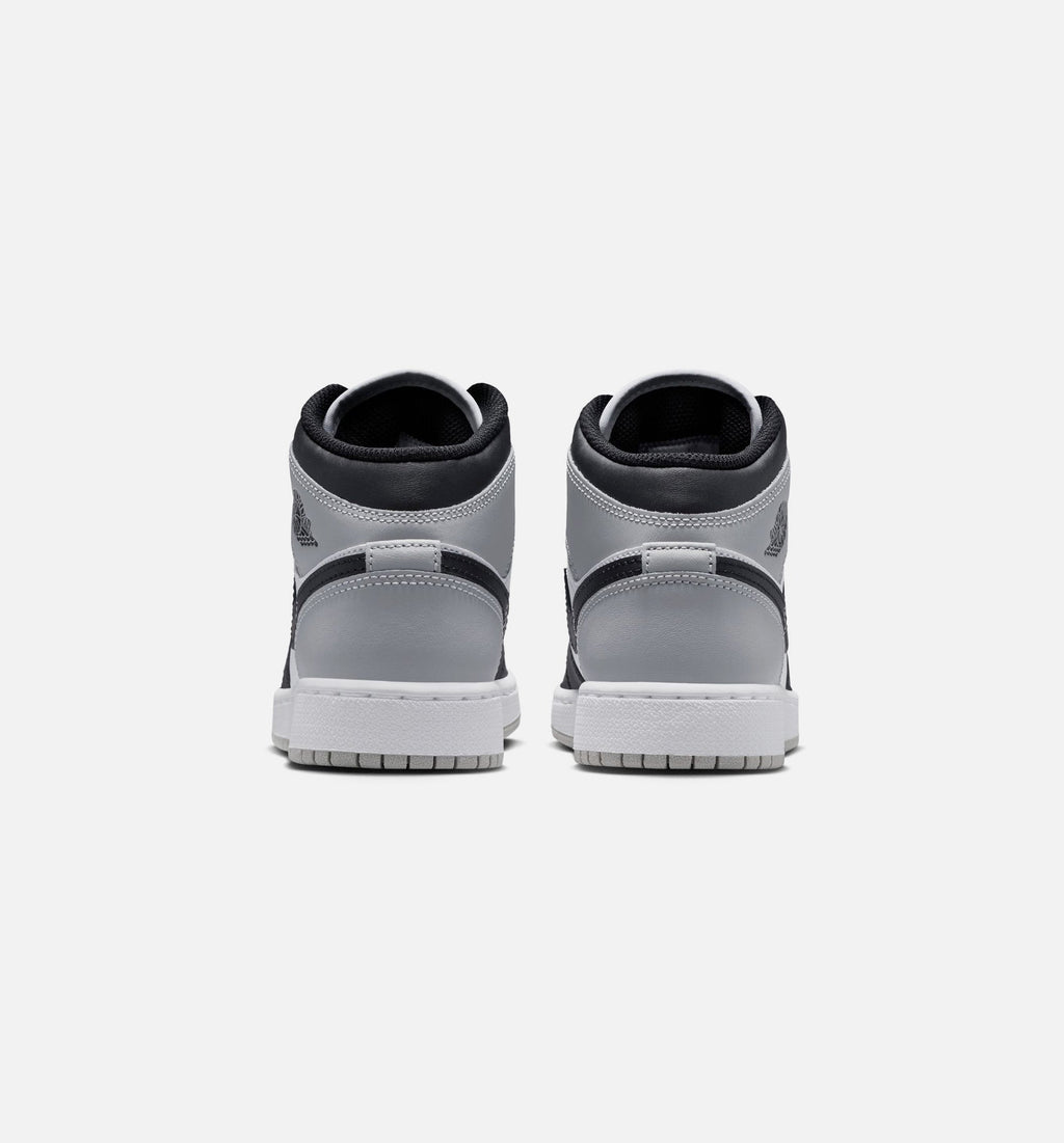 Air Jordan 1 Mid Grade School Shoes | White / Light Smoke Grey / Black