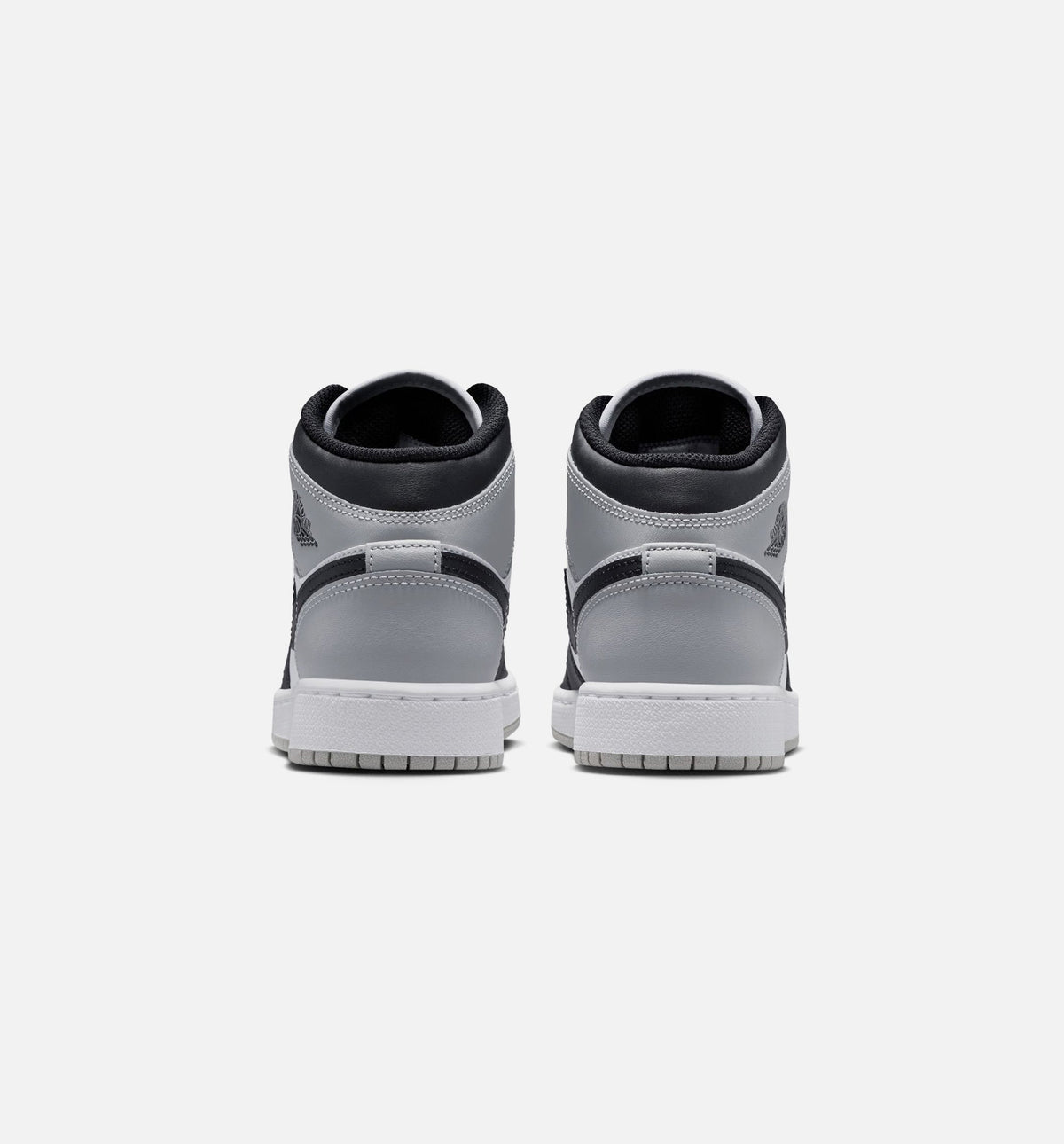 Air Jordan 1 Mid Grade School Shoes | White / Light Smoke Grey / Black