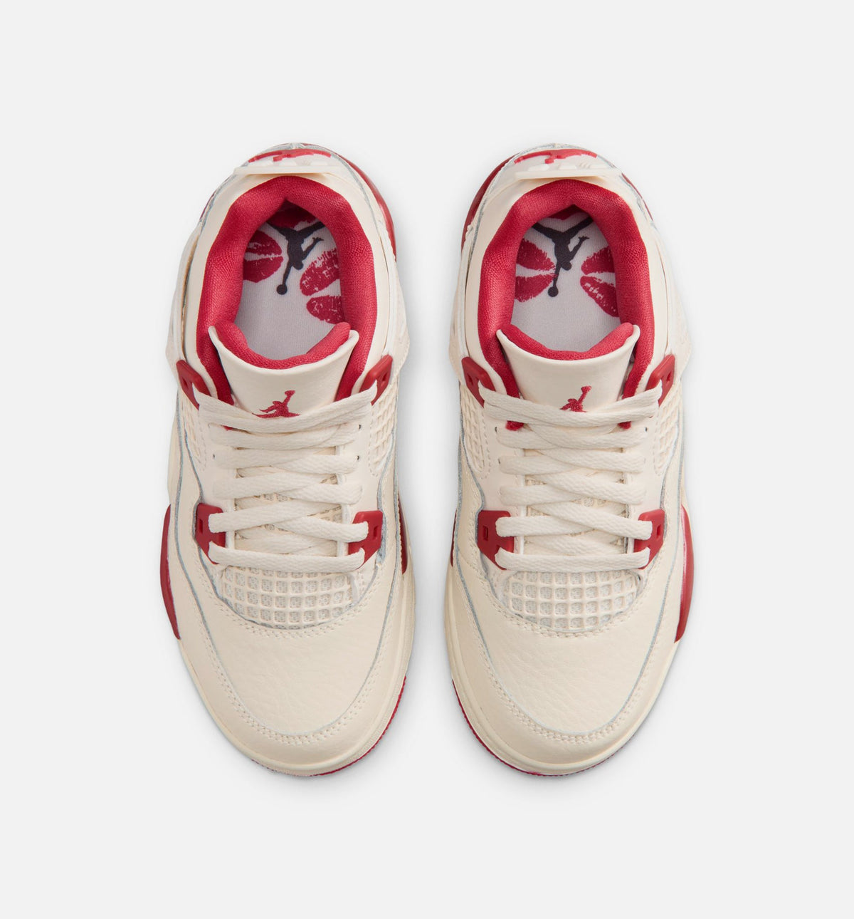 Air Jordan 4 Retro 'Valentine's Day' Preschool Lifestyle Shoes | Pale Ivory / Sierra Red / Tough Red