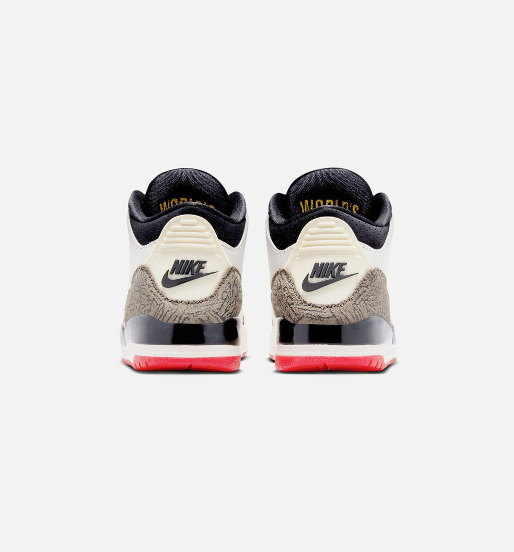 Air Jordan 3 Retro Sail and University Red Preschool Lifestyle Shoes | Sail / Black / University Red / Pale Ivory