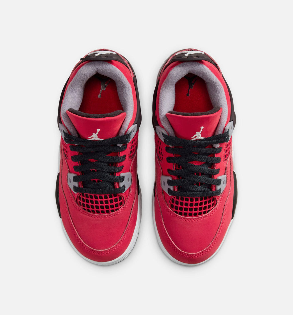 Air Jordan 4 Retro 'Toro Bravo' Preschool Lifestyle Shoes | Fire Red / White / Black / Cement Grey