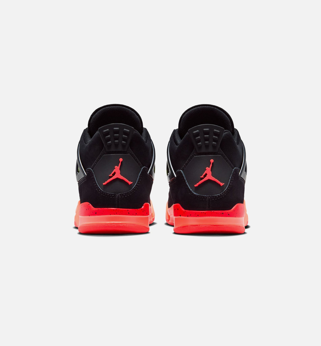 Air Jordan 4 Retro Preschool Lifestyle Shoes | Black / Infrared 23 / Bright Mango