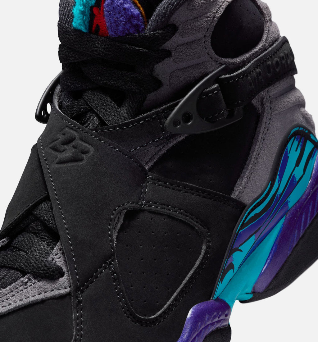 Air Jordan 8 Retro Aqua Grade School Lifestyle Shoes | Black / Bright Concord / Multi-Color