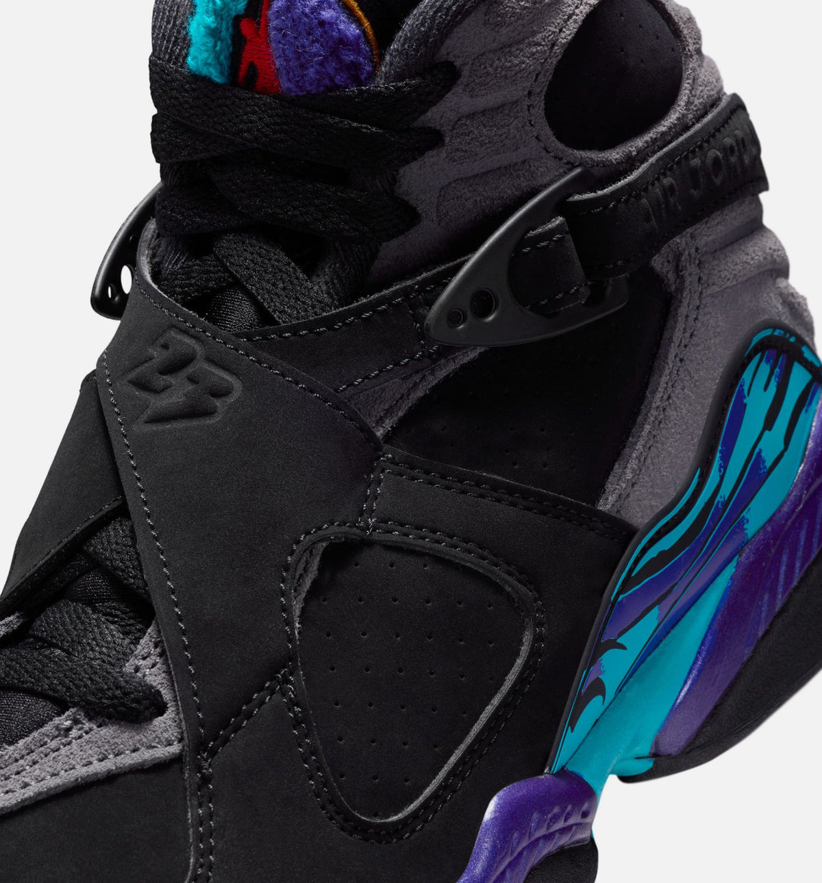 Air Jordan 8 Retro Aqua Grade School Lifestyle Shoes | Black / Bright Concord / Multi-Color