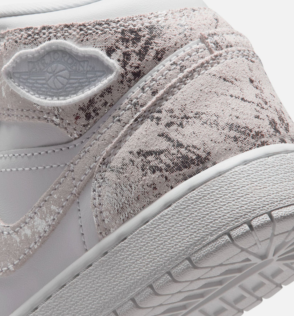 Air Jordan 1 Mid SE Grade School Shoes | White / Field Silver