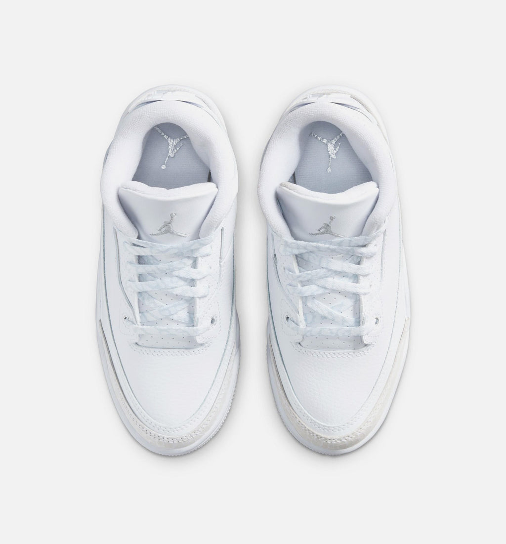Air Jordan 3 Retro Preschool Lifestyle Shoes | White / Metallic Silver