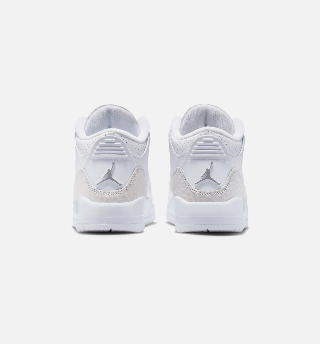 Air Jordan 3 Retro Preschool Lifestyle Shoes | White / Metallic Silver