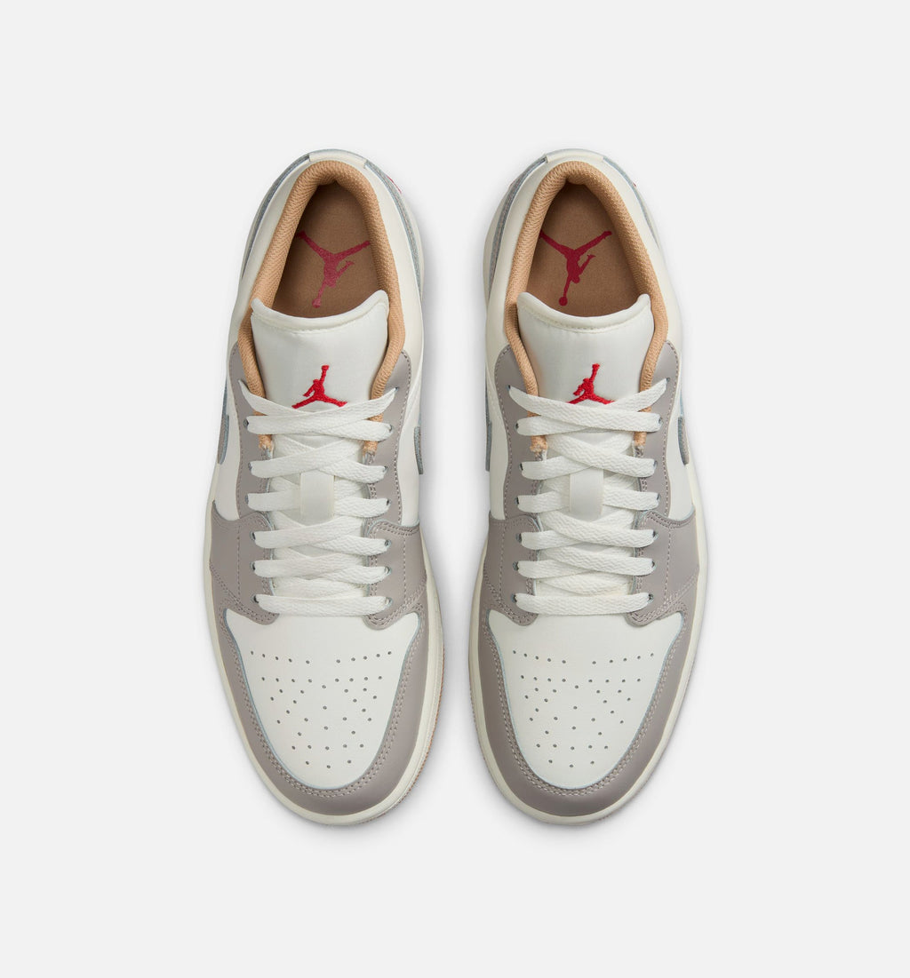 Air Jordan 1 Low Men's Lifestyle Shoes | Sail / Fire Red / College Grey / Hemp