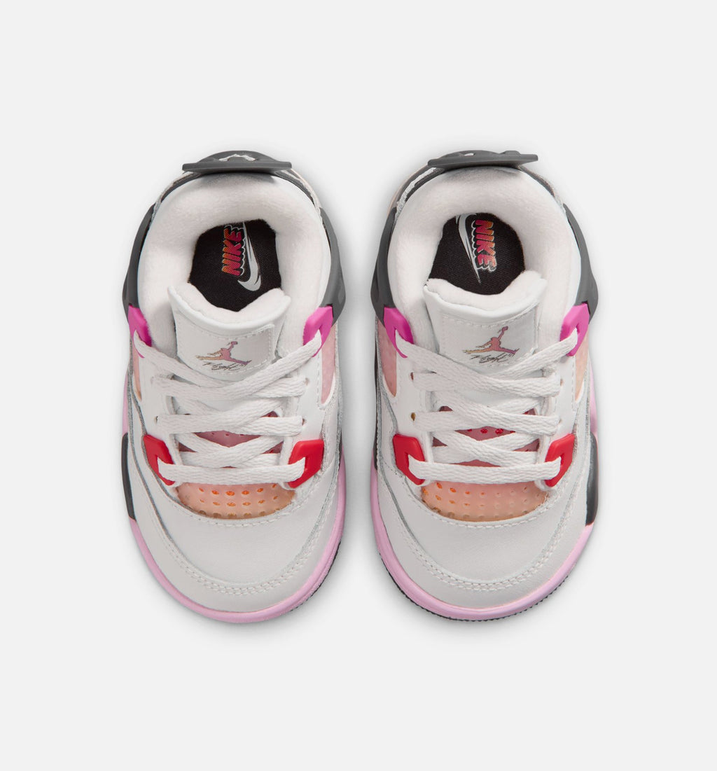Air Jordan 4 Retro 'Comic' Infant Toddler Lifestyle Shoes | Off White / Fire Pink / Anthracite