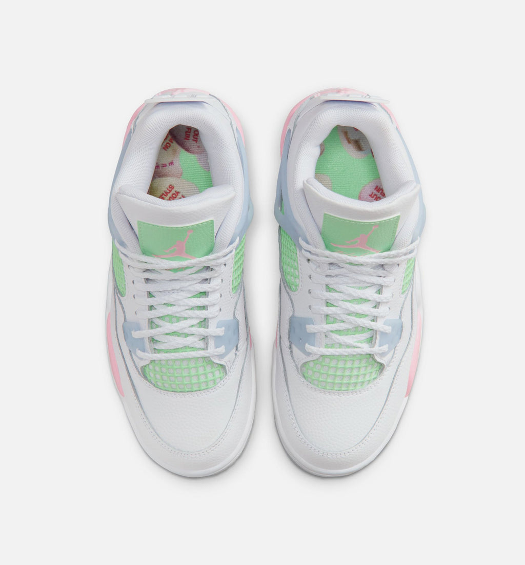 Air Jordan 4 Retro 'Medium Soft Pink' Grade School Lifestyle Shoes | White / Medium Soft Pink / Half Blue