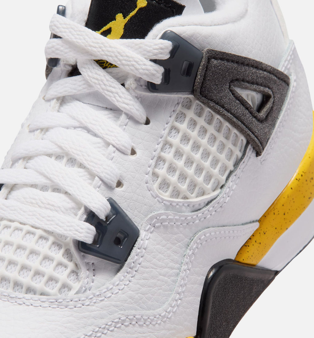 Air Jordan 4 Retro 'Rare Air' Preschool Lifestyle Shoes | White / Dark Blue Grey / Black / Tour Yellow