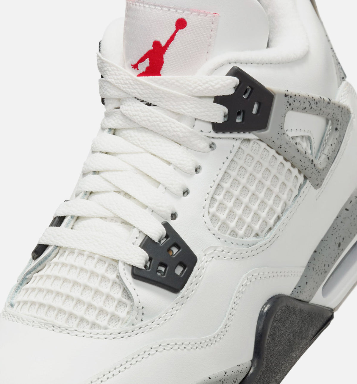 Air Jordan 4 Retro 'White Cement' Grade School Lifestyle Shoes | Summit White / Fire Red / Cement Grey / Black