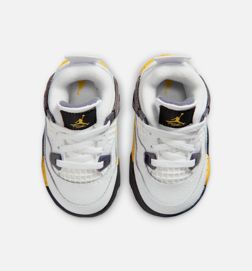 Air Jordan 4 Retro 'Rare Air' Infant Toddler Lifestyle Shoes | White / Dark Blue Grey / Black / Tour Yellow