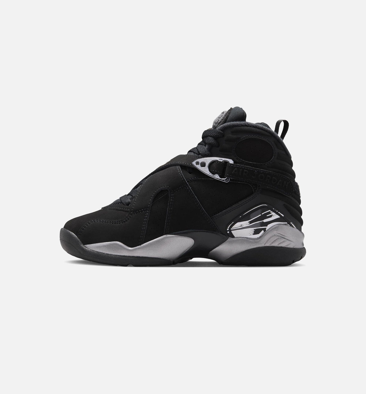 Air Jordan 8 Retro Chrome Grade School Lifestyle Shoes | Black / White / Light Graphite