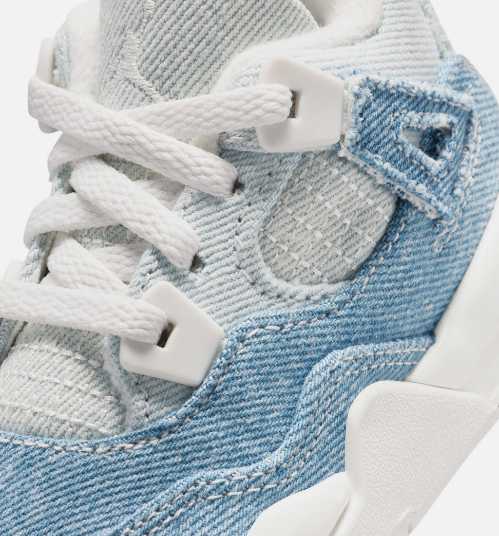 Air Jordan 4 Retro 'Worn Blue' Infant Toddler Lifestyle Shoes | Sail / Worn Blue / Metallic Gold