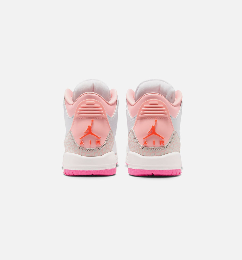 Air Jordan 3 Retro 'Spring Flowers' Grade School Lifestyle Shoes | Pearl Pink / Pink Bloom / Pink Glow / Hyper Orange