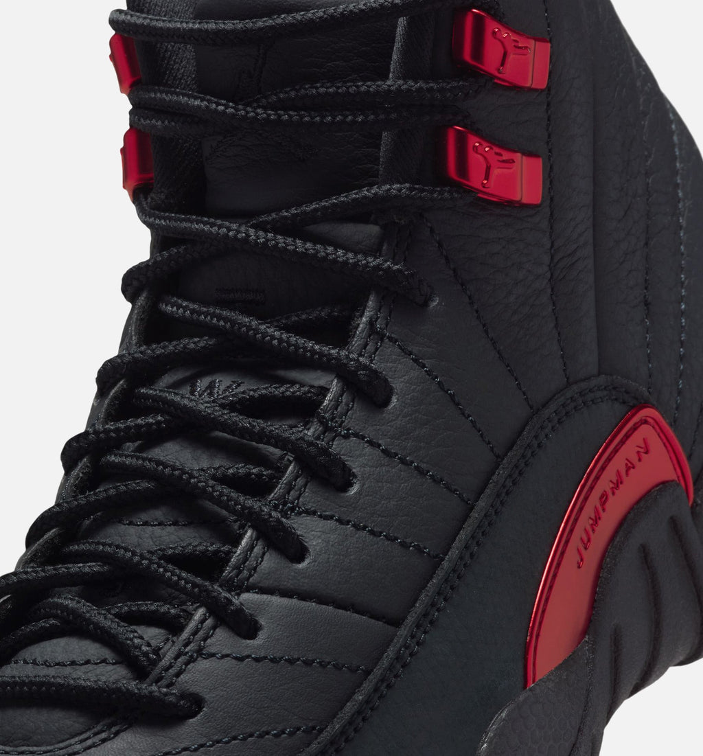 Air Jordan 12 Retro Bloodline Grade School Lifestyle Shoes | Black / Varsity Red