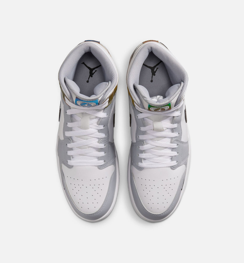 Air Jordan 1 Mid SE Men's Lifestyle Shoes | Black / White / Wolf Grey