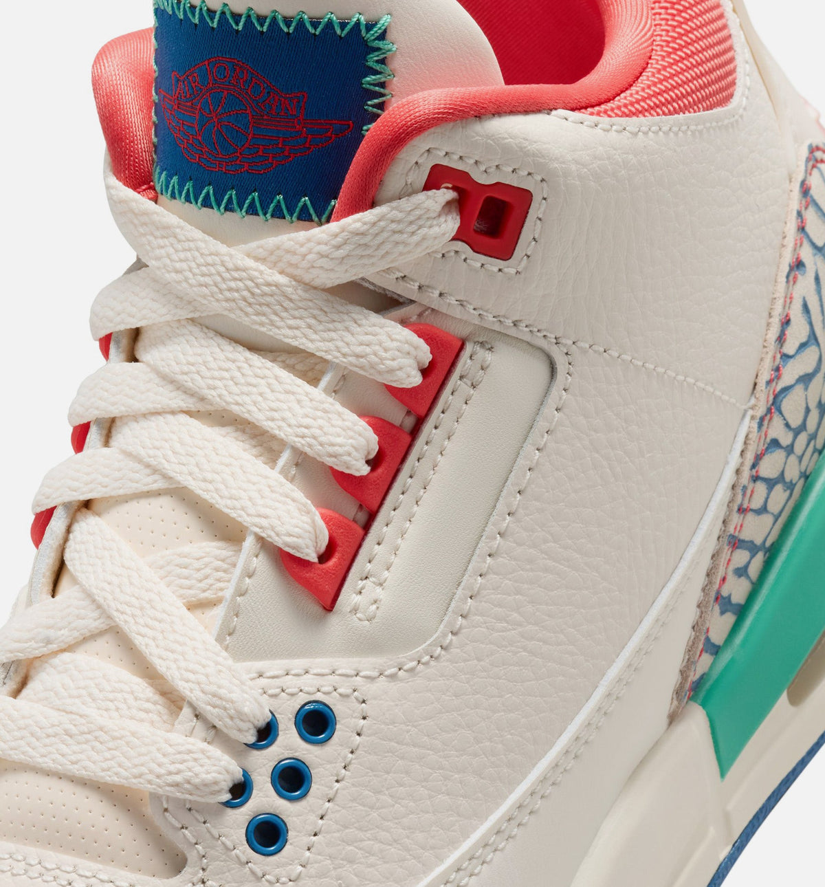 Air Jordan 3 Retro 'Play Your Way' Grade School Lifestyle Shoes | Chalk / Track Red / True Blue / Kinetic Green
